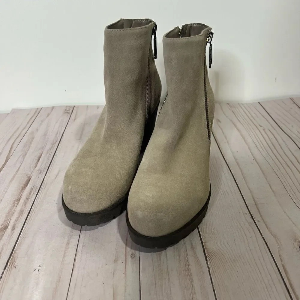 Blondo Tan Nude Leather Suede Waterproof Lug Boots